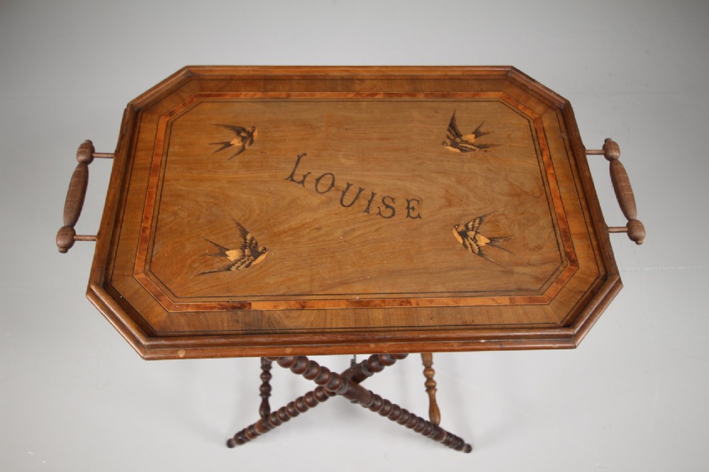 
19th Century Antique Tray on Stand ‘Louise’ Inlaid