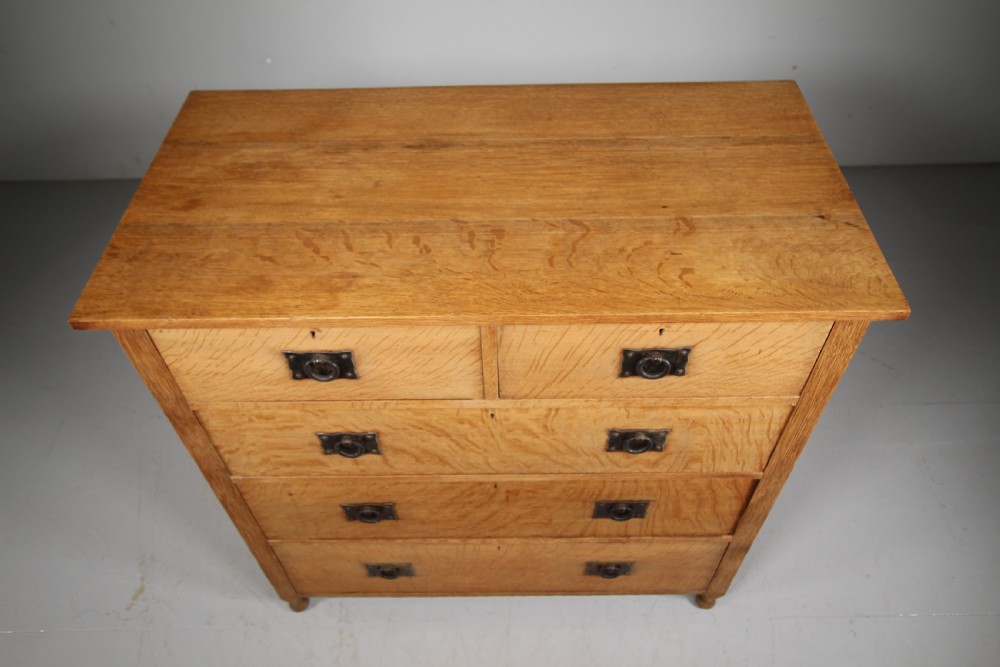 19th Century Antique Heals of London St Ives Oak Chest of Drawers View IV