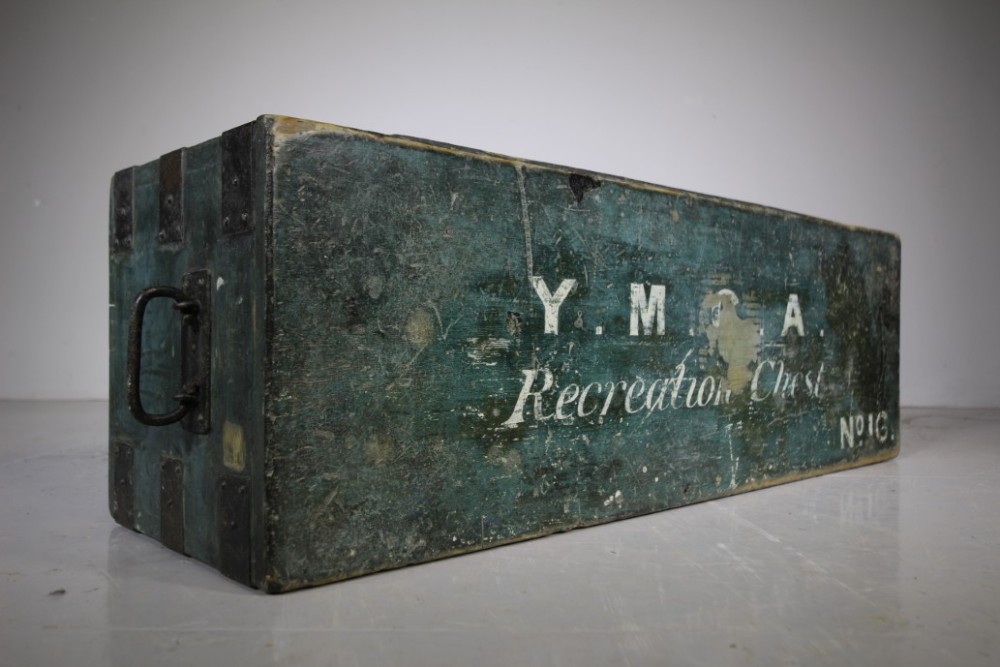 Large 19th Century Original Painted Pine Antique Storage Box