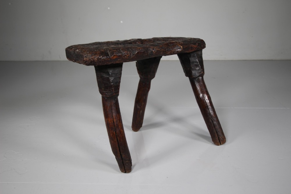 True English Georgian Antique Hedgerow Primitive Antique Stool View IV