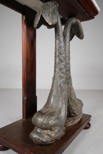 Amazing Regency Pair of Antique Cast Iron Dolphin Side Tables View VI