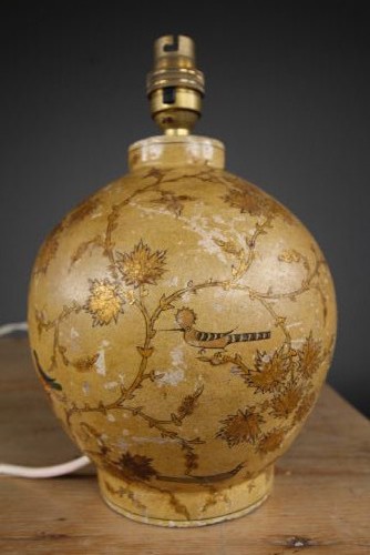 Kashmiri 1920’s Table Lamp with Birds & Foliage View II