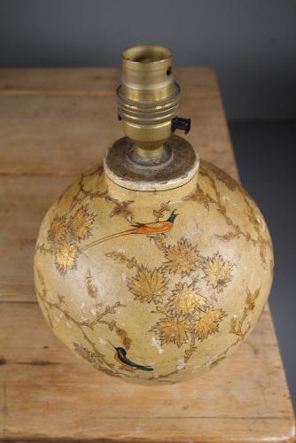 Kashmiri 1920’s Table Lamp with Birds & Foliage View IV