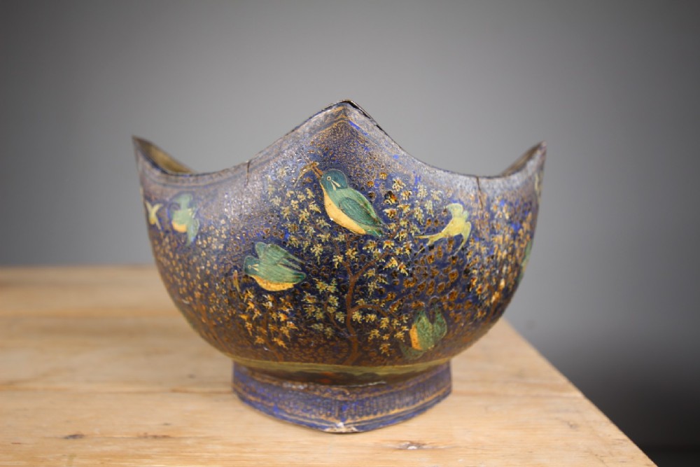 Lovely Shaped Antique Kashmiri Kingfisher Bowl