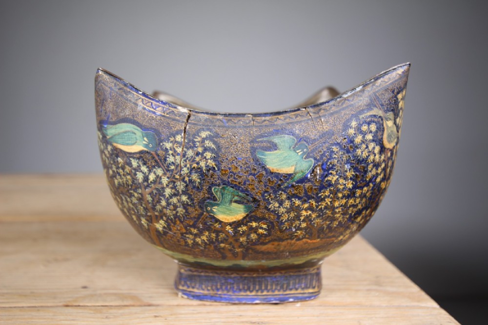 Lovely Shaped Antique Kashmiri Kingfisher Bowl View II