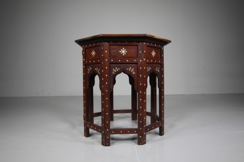 Quality Edwardian Antique Moorish Inlaid Side Table View II