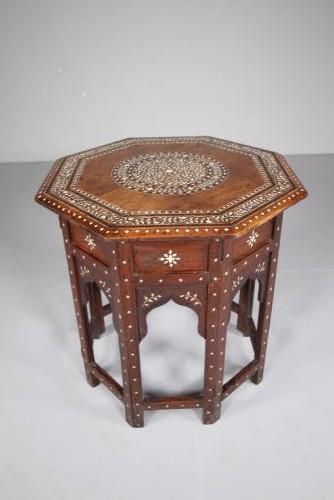 Quality Edwardian Antique Moorish Inlaid Side Table View IV