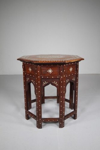 Quality Edwardian Antique Moorish Inlaid Side Table View V