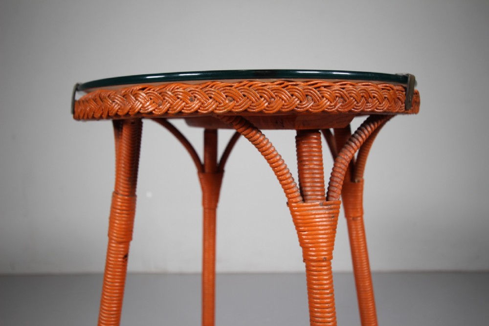 English 1930's Lloyd Loom Side Table - Original Paint View IV