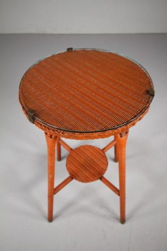 English 1930's Lloyd Loom Side Table - Original Paint View II