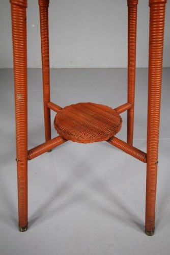 English 1930's Lloyd Loom Side Table - Original Paint View V