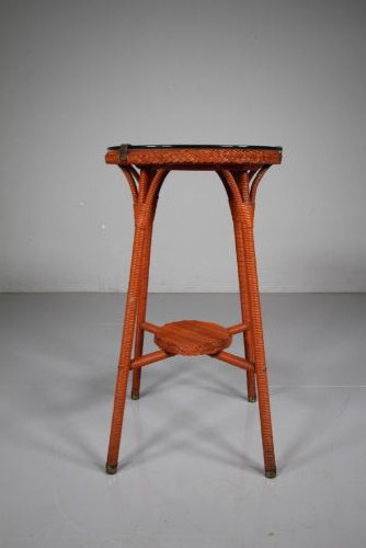 English 1930's Lloyd Loom Side Table - Original Paint View VI