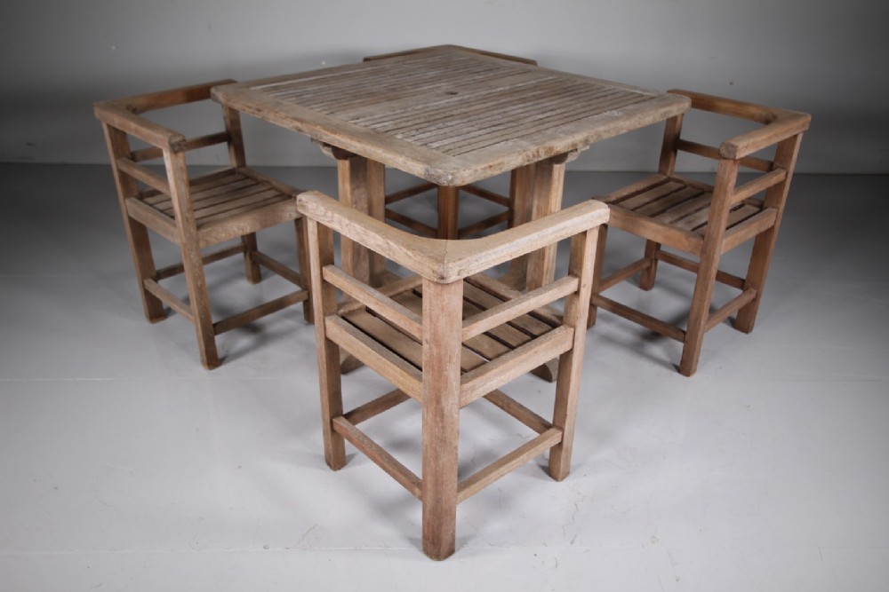 Heals 1930’s Teak Garden Dining Table & Four Chairs View III