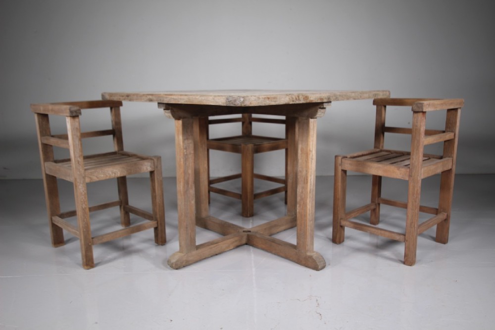 Heals 1930’s Teak Garden Dining Table & Four Chairs View IV