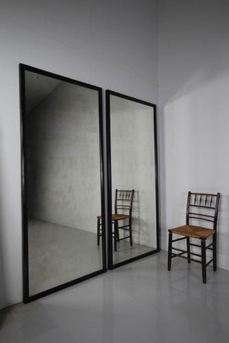 Large English Antique Ebonised Outfitters Mirror View III