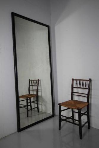 Large English Antique Ebonised Outfitters Mirror View V