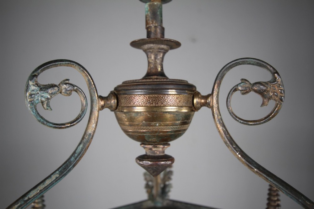 Beautiful English 18th Century Antique Bronze Hall Lantern View VII