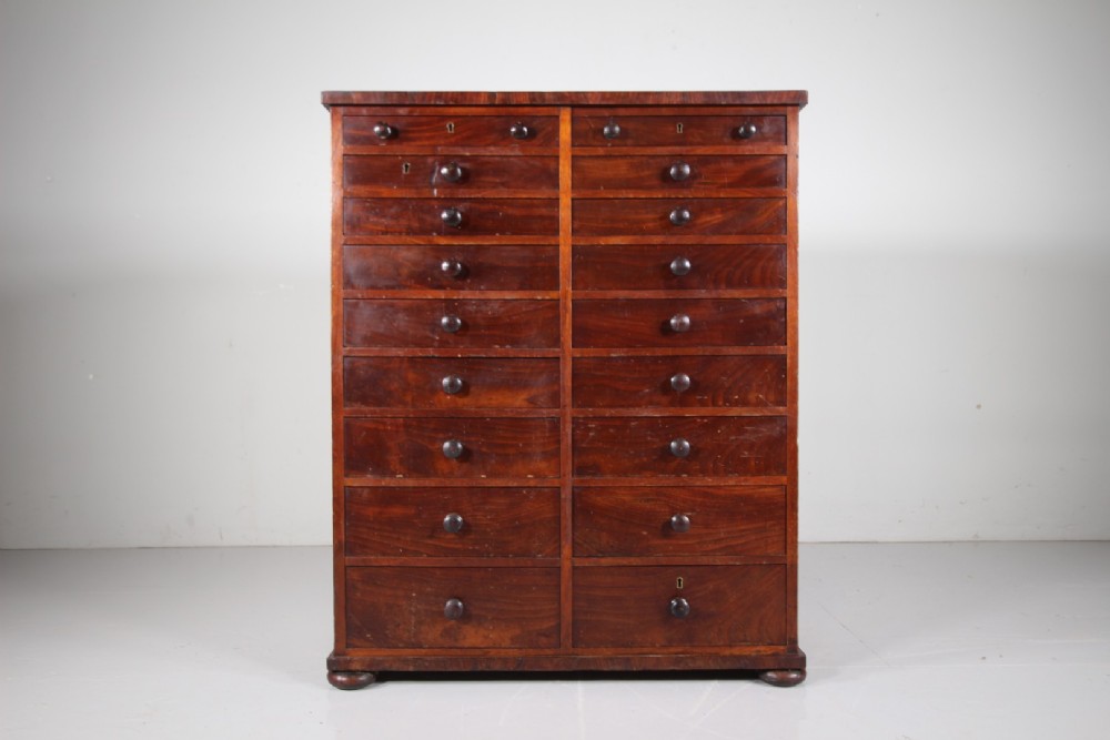 Regency English Antique Mahogany Bank of Drawers