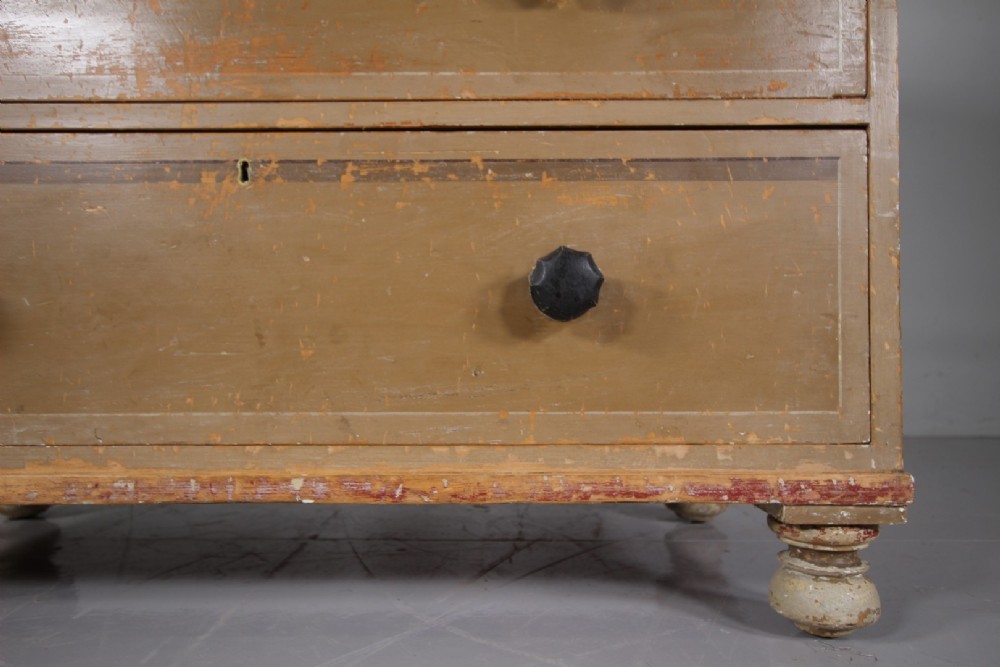 Beautiful Regency Original Painted Pine Antique Chest of Drawers View V