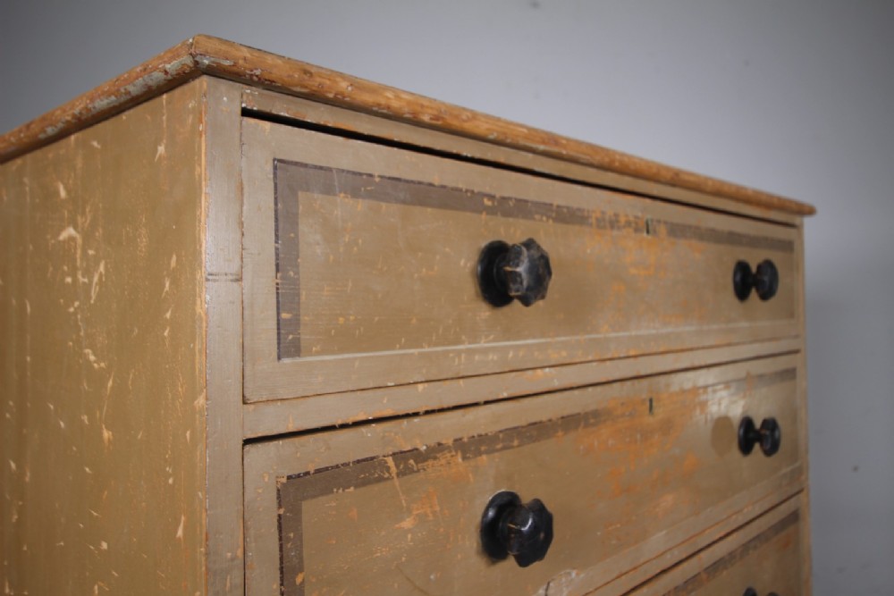 Beautiful Regency Original Painted Pine Antique Chest of Drawers View IX