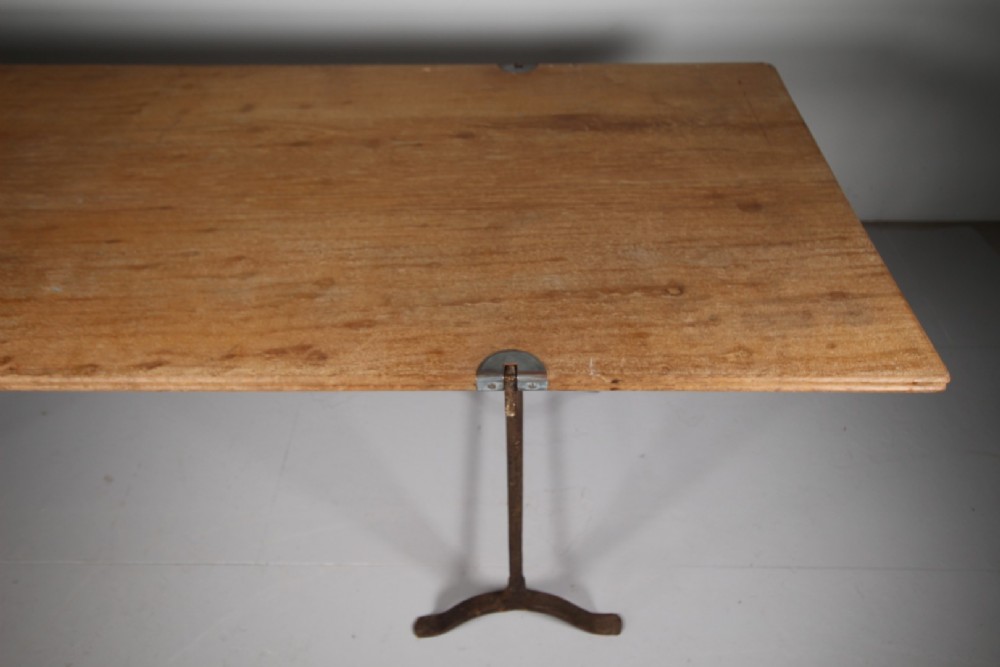 Large 19th Century English Antique Trestle Dining Table with Single Piece Top View VIII