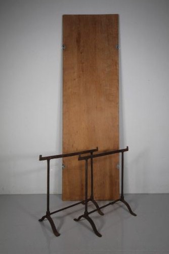 Large 19th Century English Antique Trestle Dining Table with Single Piece Top View II
