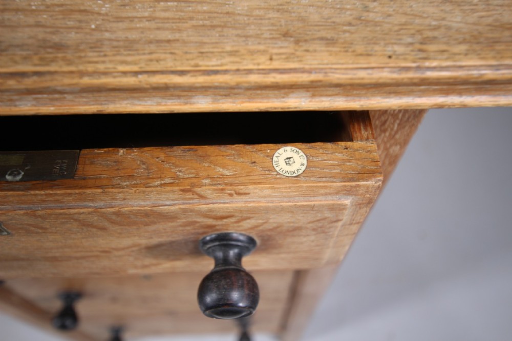 Superb Heals of London Edwardian Antique Oak Pedestal Desk - Labelled View III