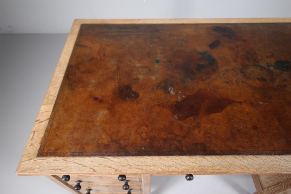Superb Heals of London Edwardian Antique Oak Pedestal Desk - Labelled View V