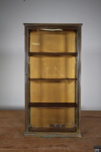 High Quality English 19th Century Antique Bronze Wall Cabinet with Label View VI