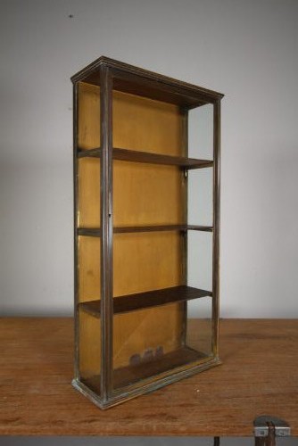 High Quality English 19th Century Antique Bronze Wall Cabinet with Label View IX