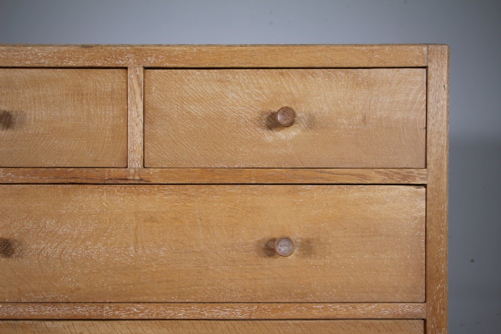 Tall Heals 1920's Oak Chest of Drawers  - Labelled View III
