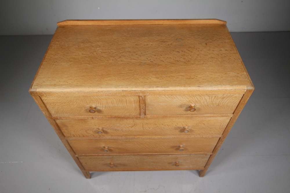 Tall Heals 1920's Oak Chest of Drawers  - Labelled View VI