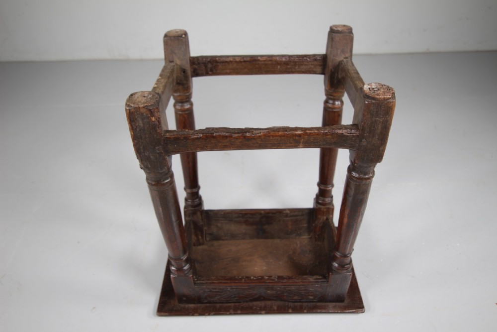 Tall English 18th Century Antique Period Oak Joint Stool View IV