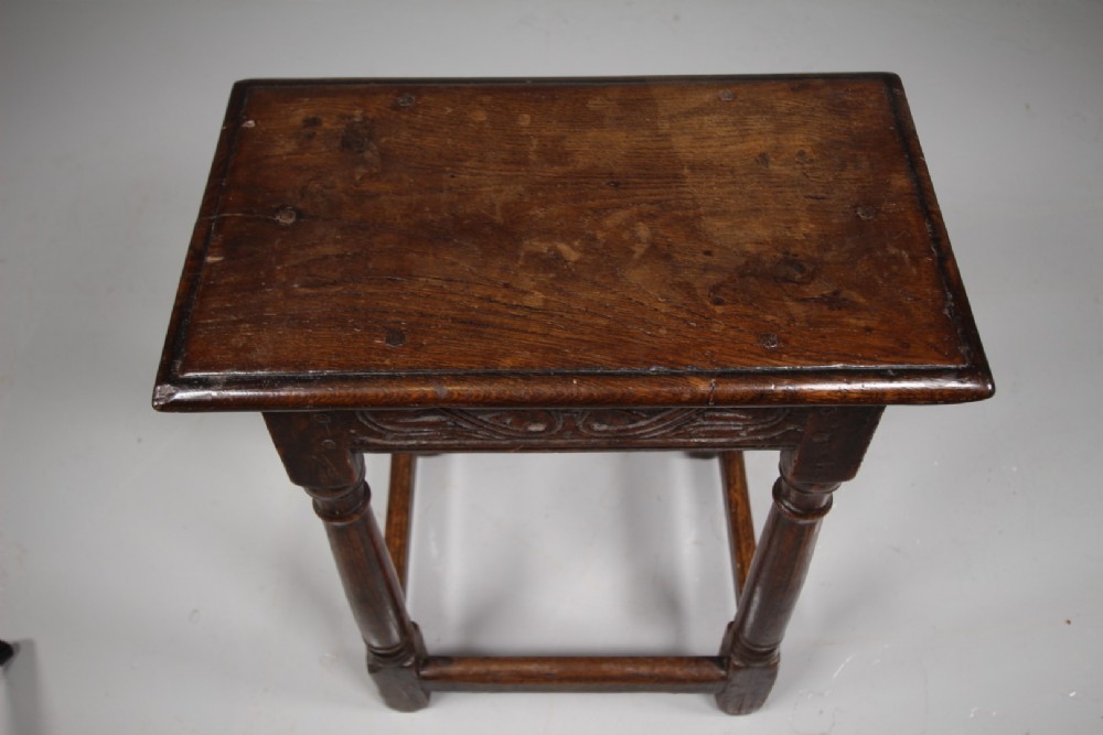 Tall English 18th Century Antique Period Oak Joint Stool View V