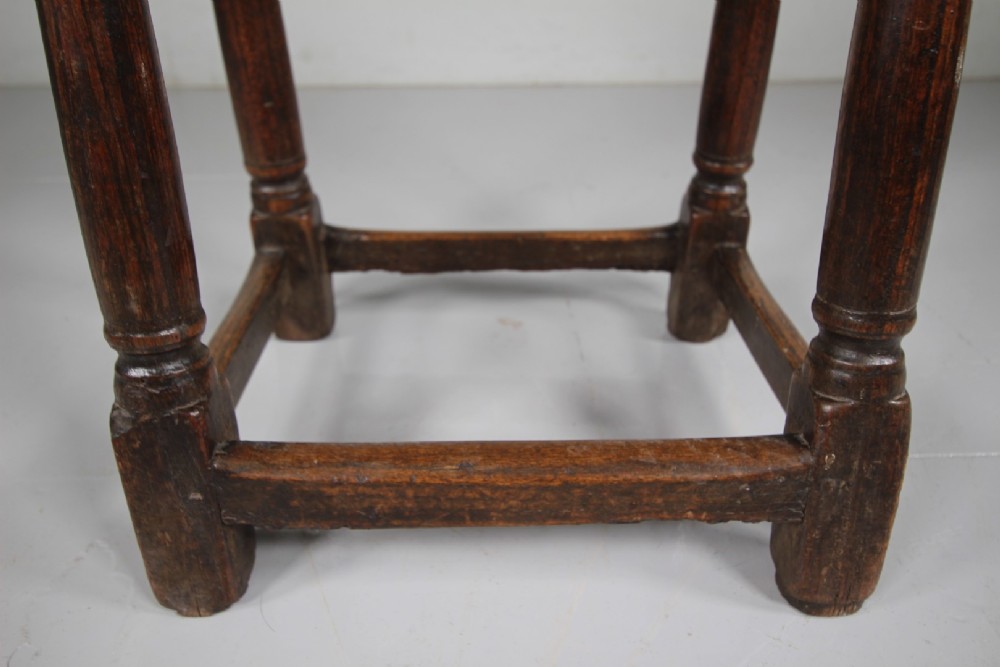 Tall English 18th Century Antique Period Oak Joint Stool View VIII