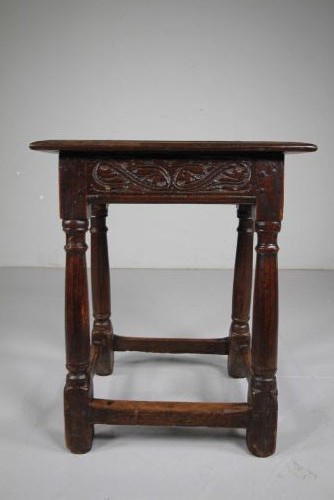 Tall English 18th Century Antique Period Oak Joint Stool View II