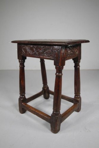 Tall English 18th Century Antique Period Oak Joint Stool