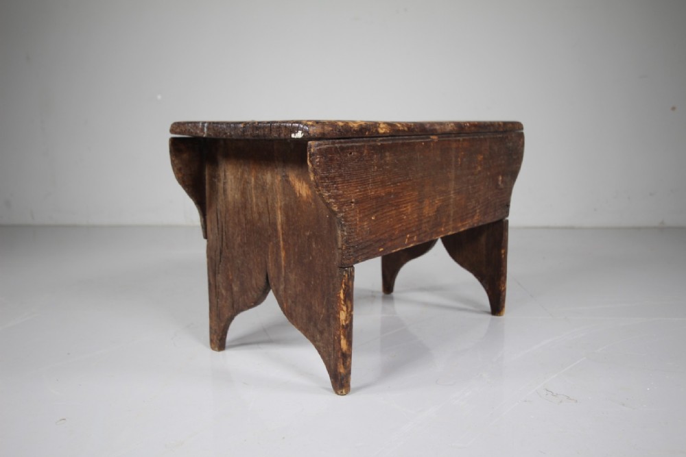 18th Century Antique Creepie Boarded Pine Stool View III