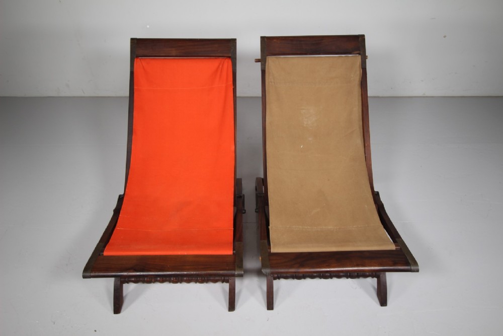 Pair 19th Century Antique Rosewood Folding Garden Chairs View V