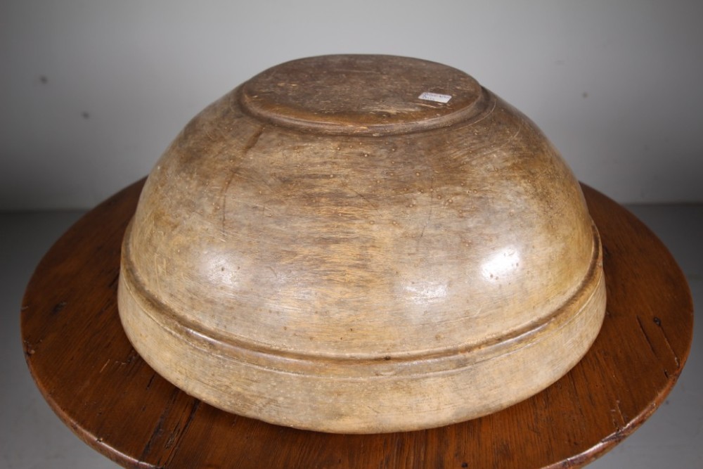 Large English 19th Century Antique Sycamore Deep Dairy Bowl View IV