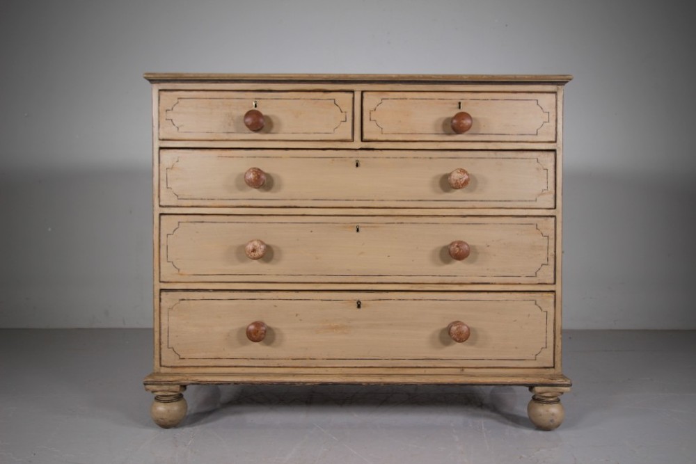 English Georgian Painted Pine Antique Chest of Drawers