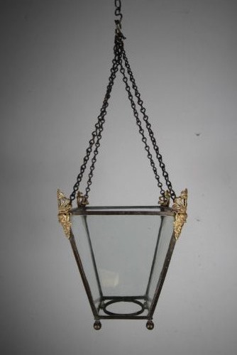English 18th Century Antique Bronze Lantern with Gilt Bronze Mounts