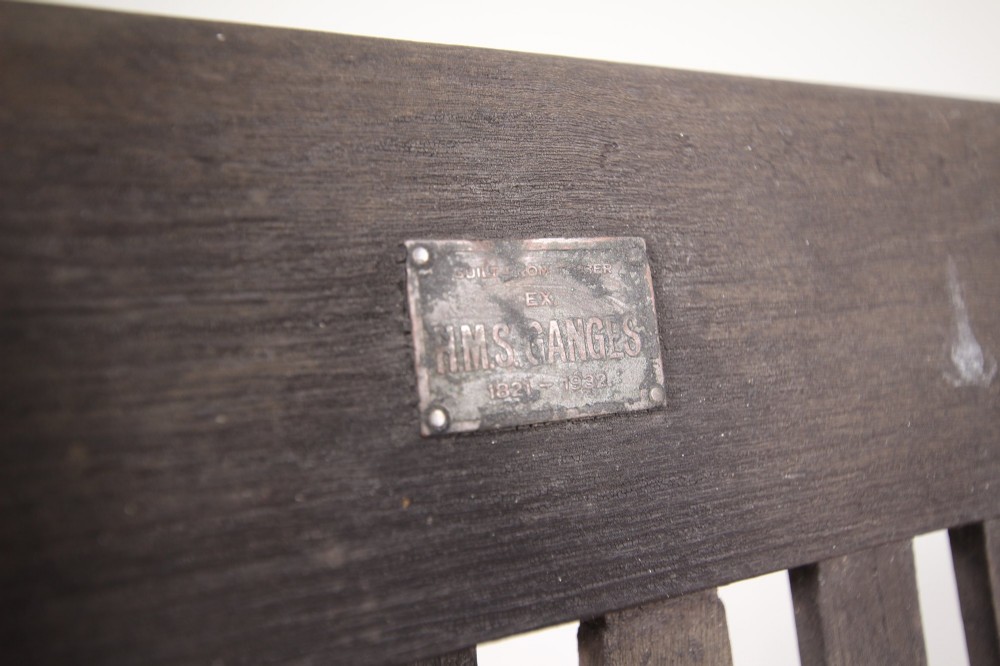 Heals Edwardian Antique Garden Bench Seat with Label View II