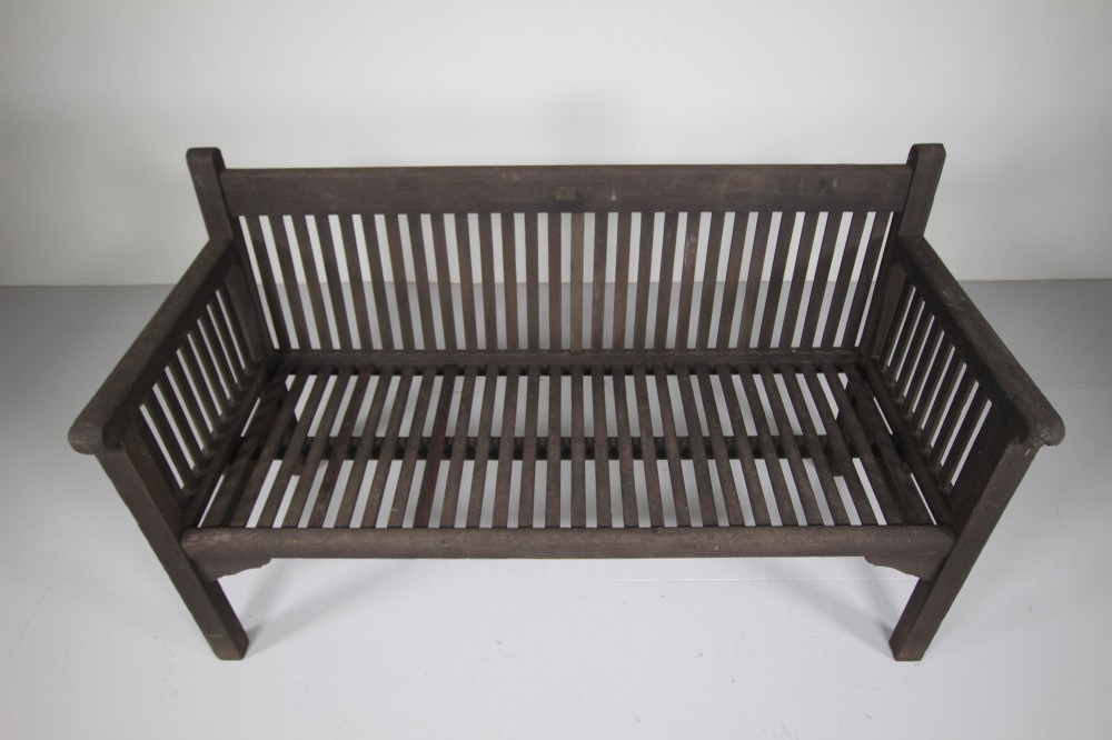 Heals Edwardian Antique Garden Bench Seat with Label View III