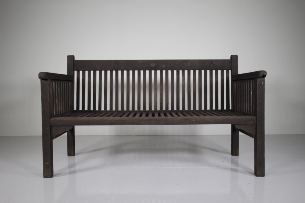 Heals Edwardian Antique Garden Bench Seat with Label View IV