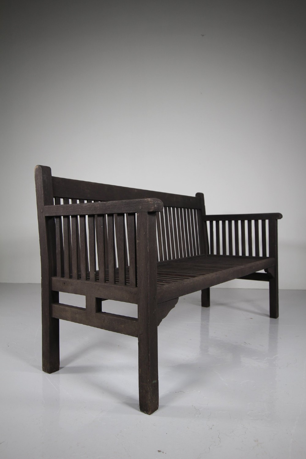 Heals Edwardian Antique Garden Bench Seat with Label View V