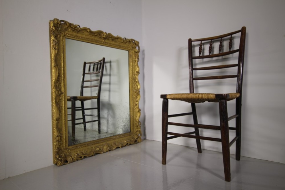 Beautiful Georgian Antique Carved Pine & Gilt Wall Mirror View II