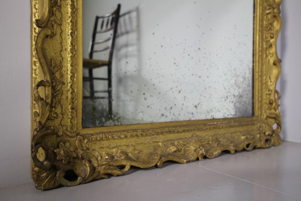 Beautiful Georgian Antique Carved Pine & Gilt Wall Mirror View V