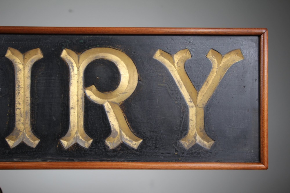 English Antique Maypole Dairy Carved & Gilt Sign View V