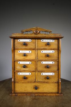 ENGLISH 19TH CENTURY ANTIQUE OAK SPICE CABINET